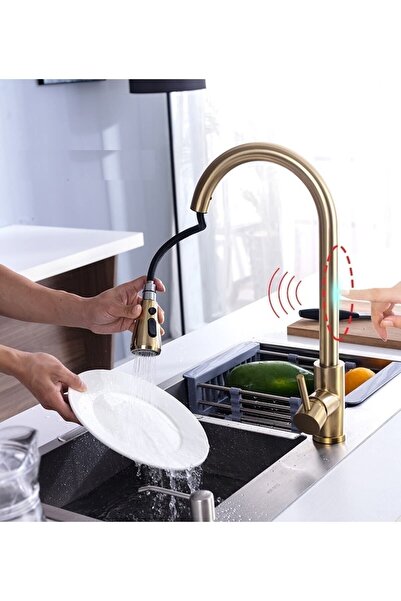 OEM Mutfak Eviye Bataryası Mat Gold Smart Dokunmatik Fiskiyeli Yeni Ithal 7 Y...