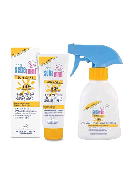 Sebamed Baby Çok Yönlü Koruyucu Güneş Spreyi SPF 50 200 ml + Baby 75 ml Krem