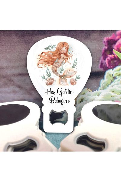 Ege ajans 10 Pieces Mermaid Balloon Opener Magnet - With Card and Gelatin