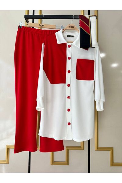 asyadabutik Single Pocket Shirt and Pants Set