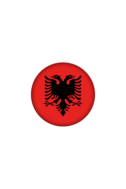 designer baskı Arnavutluk temalı Arnavutluk Bayrağı magneti, Arnavut temalı ahşap MDF yuvarlak magnet