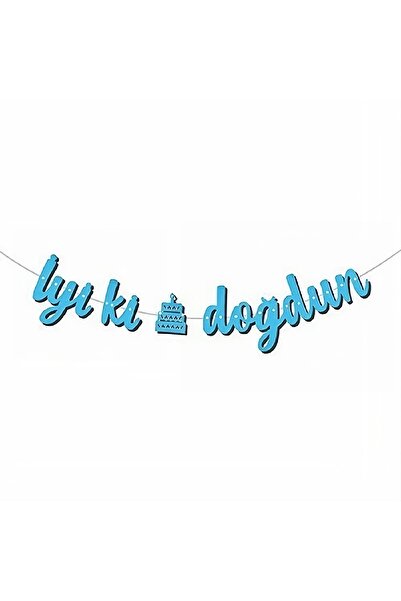 turkuaz parti Happy Birthday Written - Blue Pattern Graphic Banner
