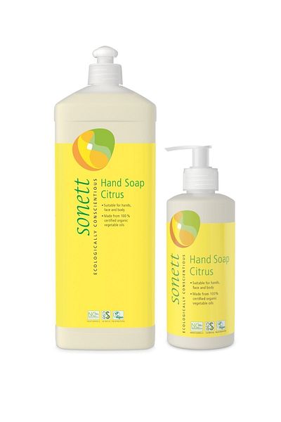 Sonett 1lt and 300ml Organic Citrus Hand Soap Set with Lemonot