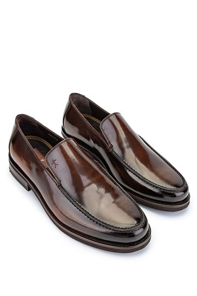 Tamer Tanca Men's Genuine Leather Brown Loafer Shoes