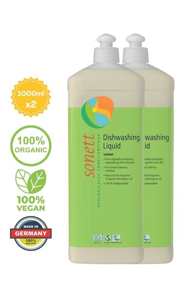 Sonett Organik Elde Bulaşık Yıkama Limonotlu 1000mlx2 Adet