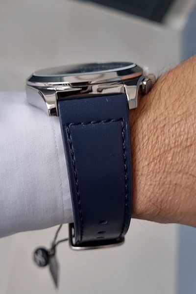 Daniel Klein Navy Blue Leather Strap Functions Active Calendar Men's Wristwatch