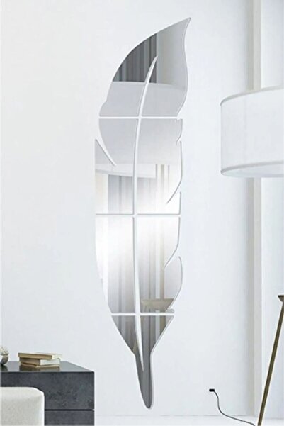 şamaksesuar Duvar Pleksi Ayna Gümüş Yapışkanlı Tüy Orta Boy Şık Dekorasyon Ta...