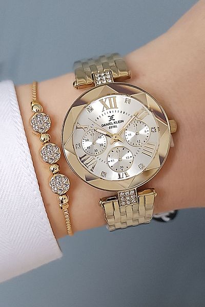 Daniel Klein Gold Yellow Elegant Women's Bracelet + Zircon Stone Bracelet