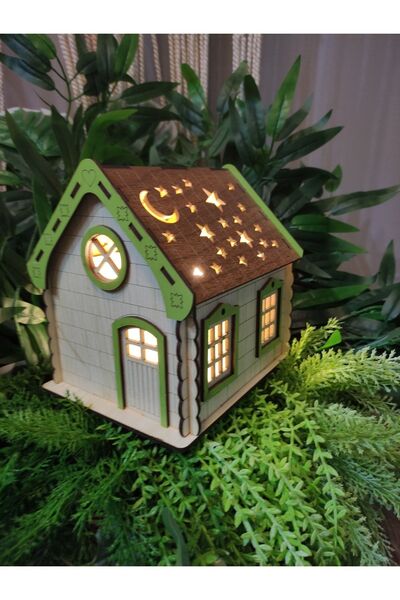 Genel Markalar Ahşap Ay-yıldızlı Ev Gecelamba