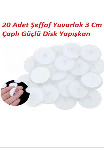 Özasya AVM 20 Adet Şeffaf Yuvarlak 3 Cm Çaplı Güçlü Disk Yapışkanlar