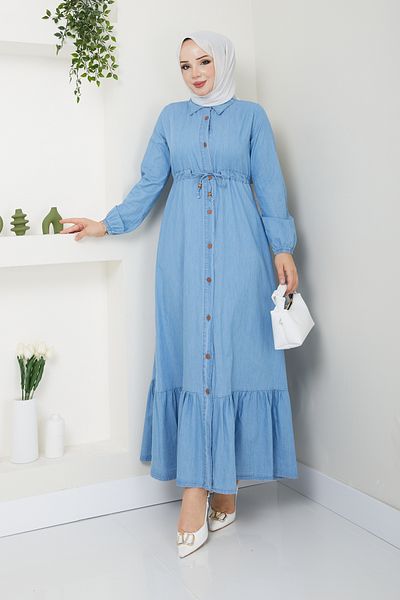Pamuk Butik Γυναικείο τζιν φόρεμα με κουμπιά