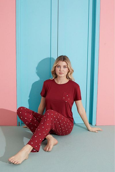 Pijamoni طقم بيجامة نسائية من الخيزران الحريري ميلان