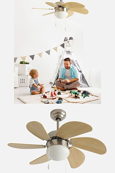 Magnotto Aydınlatmalı Tavan Vantilatörü Pervaneli Avize Lamba Işıklı Avize Tavan Pervanesi Ahşap Vantilatör