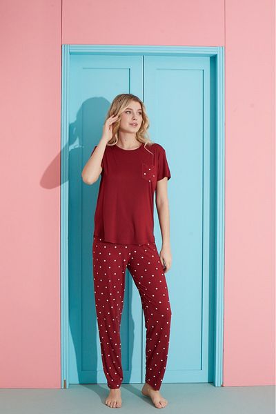Pijamoni طقم بيجامة نسائية من الخيزران الحريري ميلان