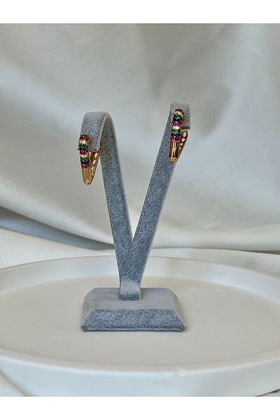 Aksesuar Triangular Steel Earrings with Zirconia