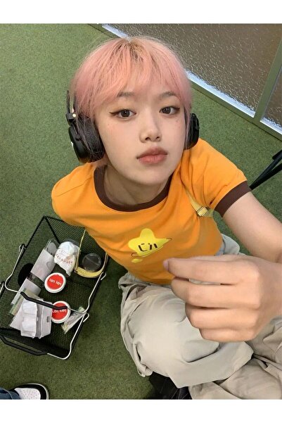 Köstebek Smile Star Korean Orange Half Tshirt
