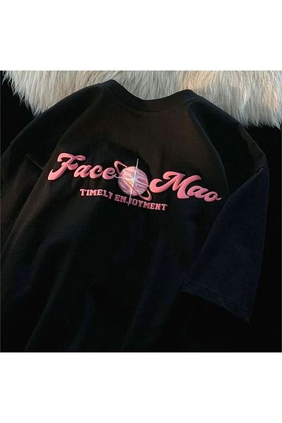 Köstebek Μαύρο κοντομάνικο μπλουζάκι Grimace Mao Pink Print