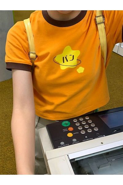 Köstebek Smile Star Korean Orange Half Tshirt