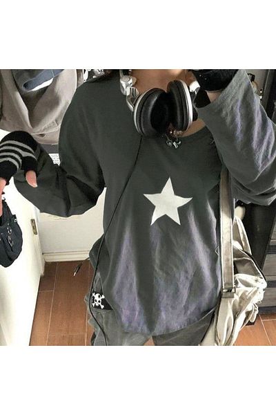 Köstebek Μακρυμάνικο μπλουζάκι Καπνιστό Basic (unisex) με αστέρι