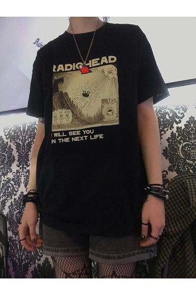Köstebek Radiohead Mood - Unisex černé tričko s krátkým rukávem "Uvidíme tě v příštím životě"