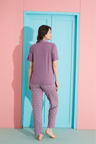 Pijamoni Milan ipek-bambu düğmeli lüx pijama takımı(YENİ)
