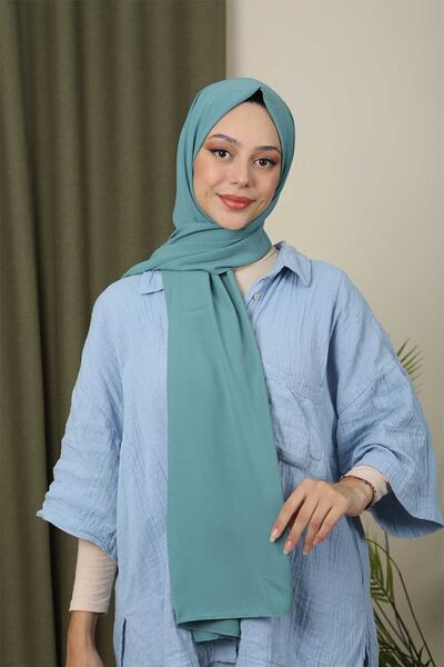 Trablus حجاب نسائي فاخر المدينة المنورة شال حرير أخضر نعناعي