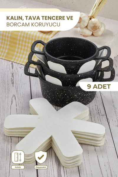 Self Power BEYAZ KALIN TAVA,TENCERE VE BORCAM KORUYUCU 9 LU SET ELYAF KEÇE