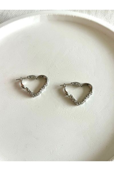 DEMOKAN Snake Patterned Women's Heart Earrings
