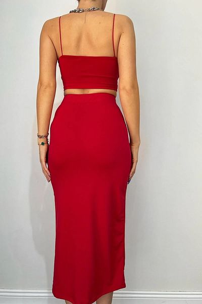 fablair Side slit skirt crop suit
