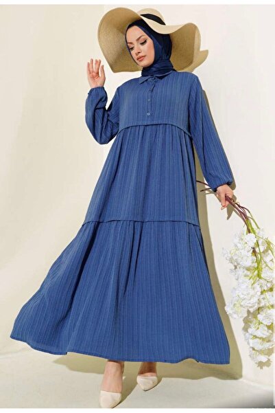 YILMAZBARMAZ Жіноча сукня з віскозної тканини з коміром гомлеком