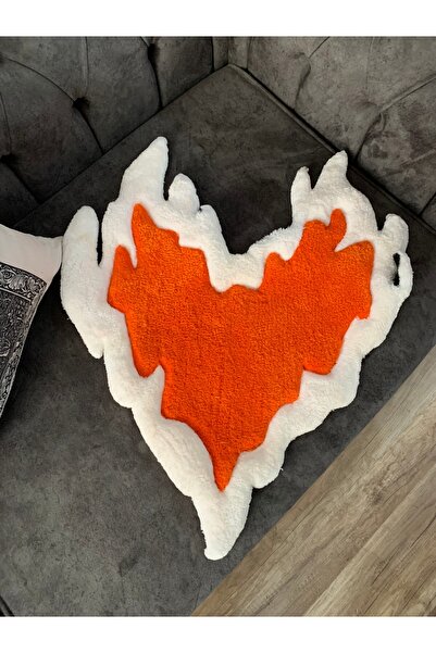 rabbitgift ateş ve kalp temalı paspas tufting rug halı