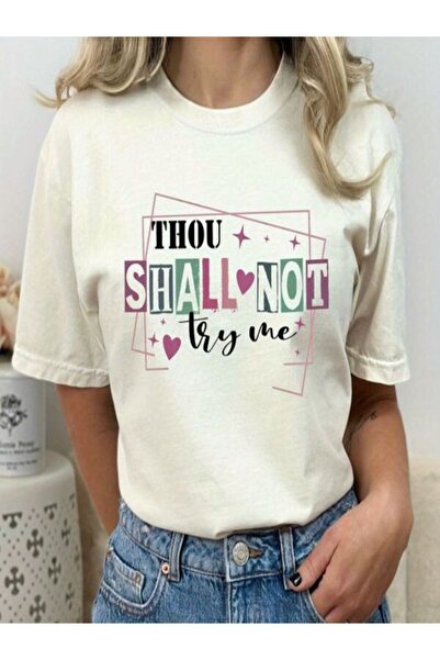 CLASSY.MODA تي شيرت نسائي من جيرسي واحد - تي شيرت أبيض مطبوع كبير الحجم بياقة...