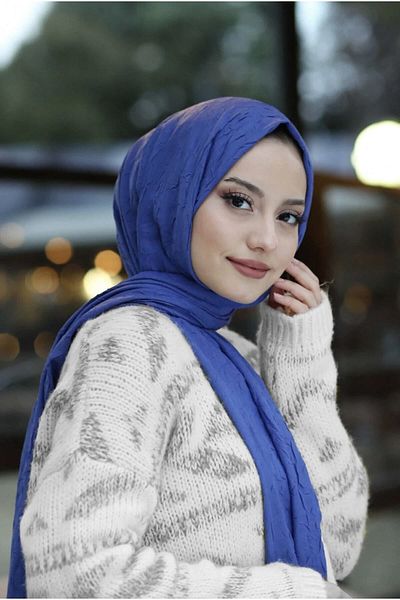 Mides scarf Μοντέλο Σάλι Bamboo Κρασ - Σαξ Μπλε