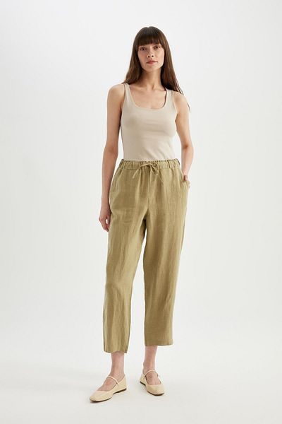 DeFacto Jogger-Leinenhose mit hoher Taillentasche – kurzes Bein C7683ax24sm