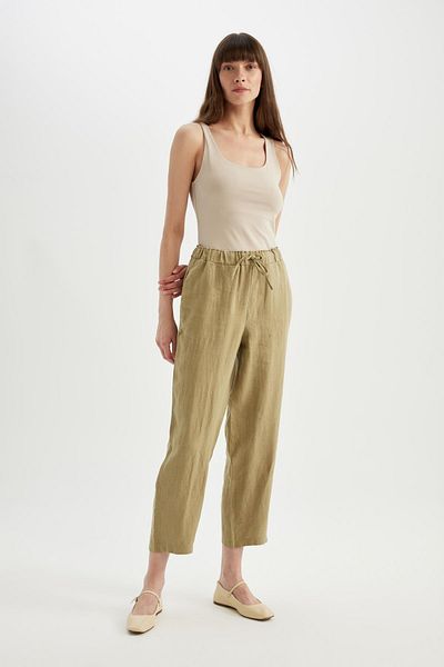 DeFacto Jogger-Leinenhose mit hoher Taillentasche – kurzes Bein C7683ax24sm