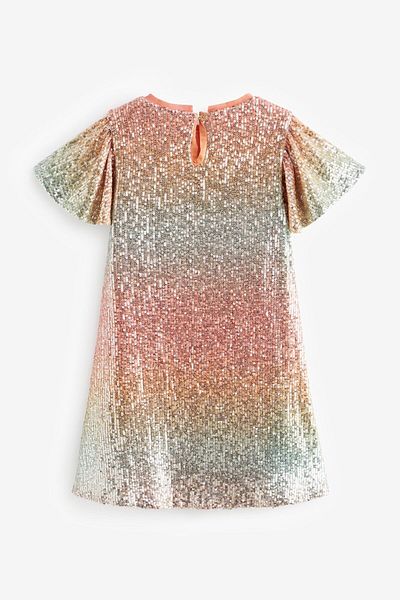 Next Baby Orange Blue Ombre Sequined Party Dress