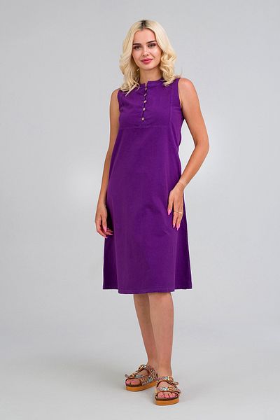 Bold & Young Rochie de damă din bumbac - Jumătate cu plachetă, nasturi, fără mâneci, design subțire, cu guler și buzunare predominante