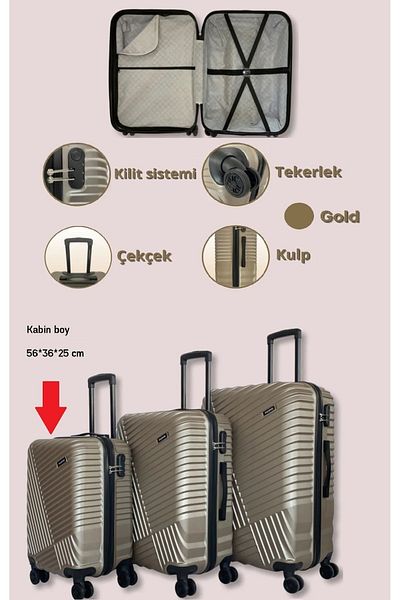 TRENDLESS Nuovo Abs Suitcase - Pyramid Model Locked Travel Suitcase Suitcase Cabin Size Gold