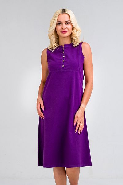Bold & Young Rochie de damă din bumbac - Jumătate cu plachetă, nasturi, fără mâneci, design subțire, cu guler și buzunare predominante