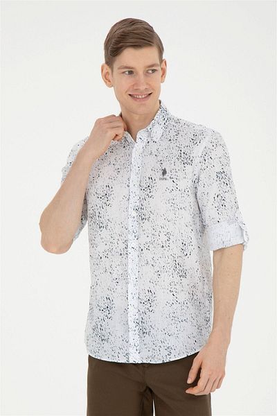 U.S. Polo Assn. Мъжка черна риза с дълъг ръкав ELİFSU BUTIKHOME