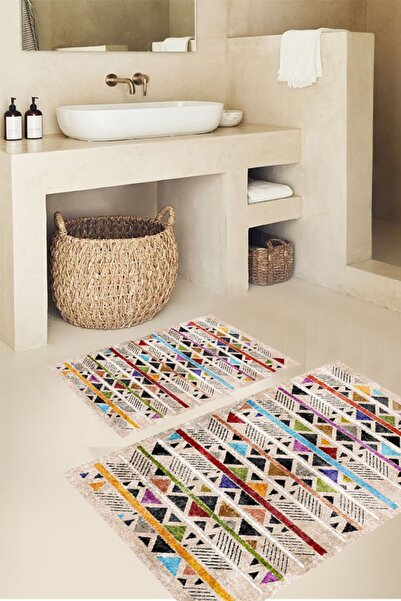 eco concept Digital Printed Straw Patterned Door Mat - Nordic Door Mat, Non-Slip Base Door Mat, Bathroom Set, Washable