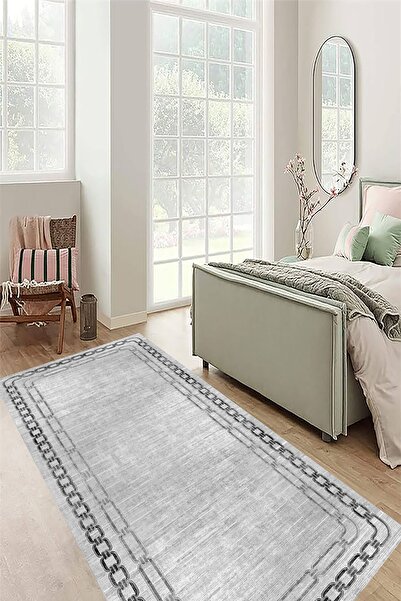 eco concept Gray Colored Runner - Hallway, Framed and Long Carpet, Doorway Carpet, Washable