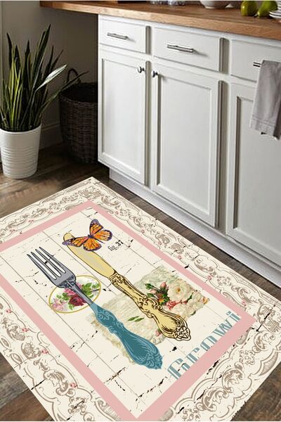 eco concept Eskitme Desen Halı, Figürlü Mutfak Halısı, Leke Tutmaz Halı, Yıka...