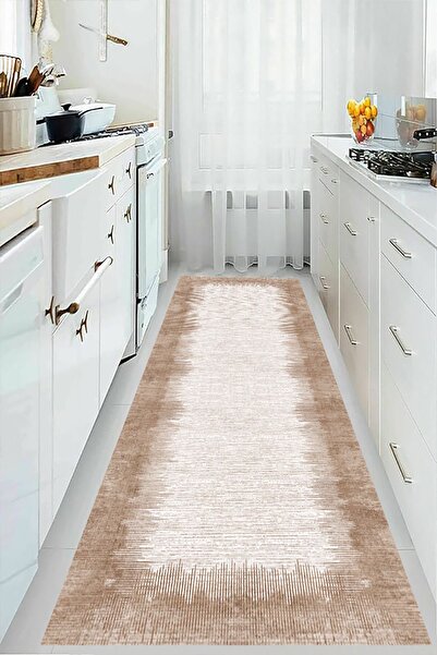 eco concept Beige Colored Long Runner - Non-Slip Base, Washable Runner, Nude Color Runner