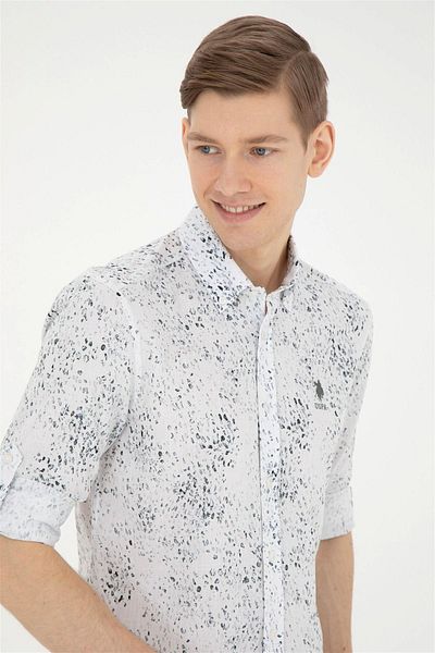 U.S. Polo Assn. Мъжка черна риза с дълъг ръкав ELİFSU BUTIKHOME