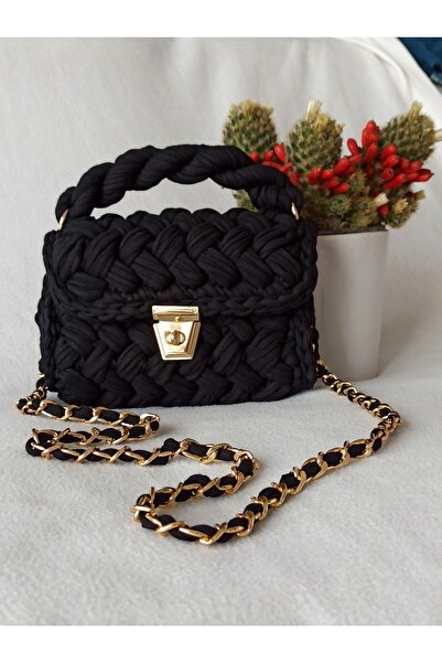 BY HATİCE DOĞAN Siyah Fıstık Model Örgü Çanta