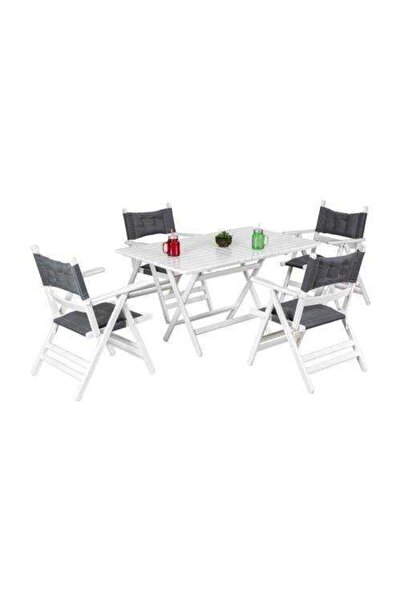 Genel Markalar Atina Balkon Masası 80x140 Beyaz -ahşap Bahçe Masası - Katlanı...