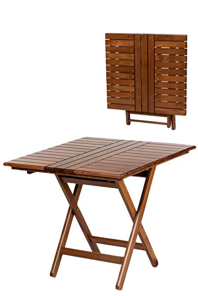 Bahçeci Mobilya Atina 70x70 Katlanır Ahşap Bahçe Balkon Masası