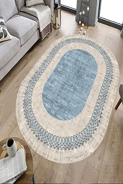 eco concept Bej Renk Salon Halısı, Oval Halı, İskandinav Halı, Kaymaz Taban Halı, Yıkanabilir Halı, Yolluk,