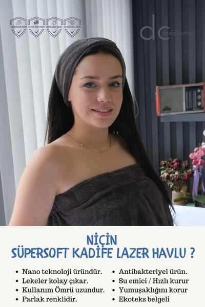 denizlicotton Жіноча сауна і пляжна спідниця - SuperSoft оксамит, лазерний виріз, димчасто-сірий, 88x150 см